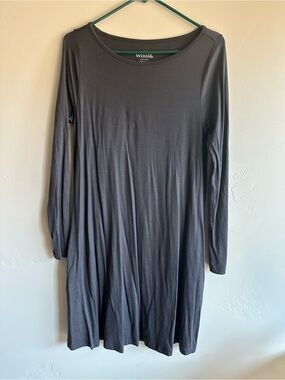 Wool& Merino Wool Long Sleeve Charcoal Rowena Swing Dress